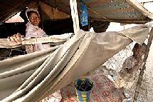 Un abri de fortune à Nouakchott, capitale de la Mauritanie.